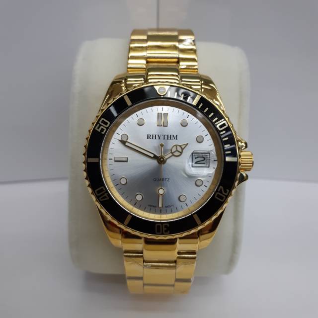 JAM TANGAN PRIA RHYTHM 1606 GOLD WHITE.ORIGINAL GARANSI 1 TAHUN