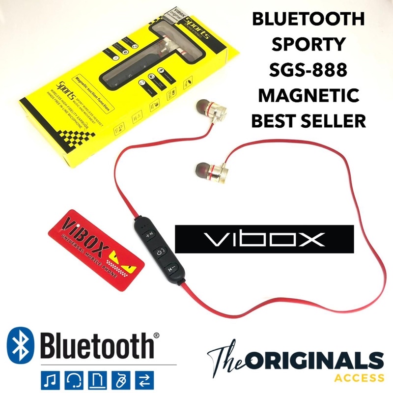 HANDSFREE HEADSET EARPHONE WIRELESS MAGNET SPORT SGS-888 BISA COD MURAH