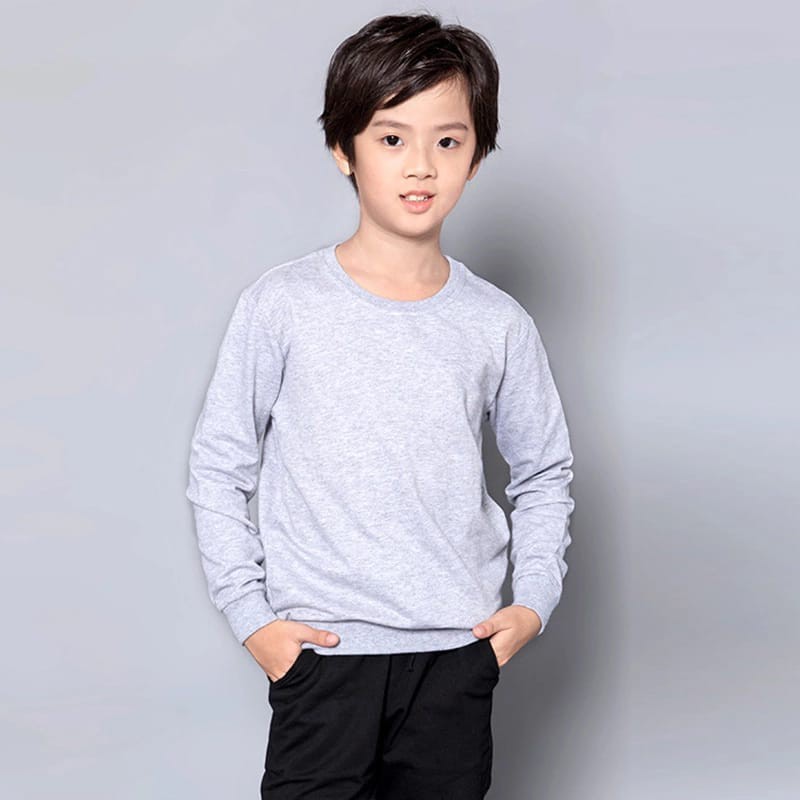 Sweater Polos Anak Unisex Basic Crewneck Bahan Babyterry Usia 1-12 Tahun Trendy