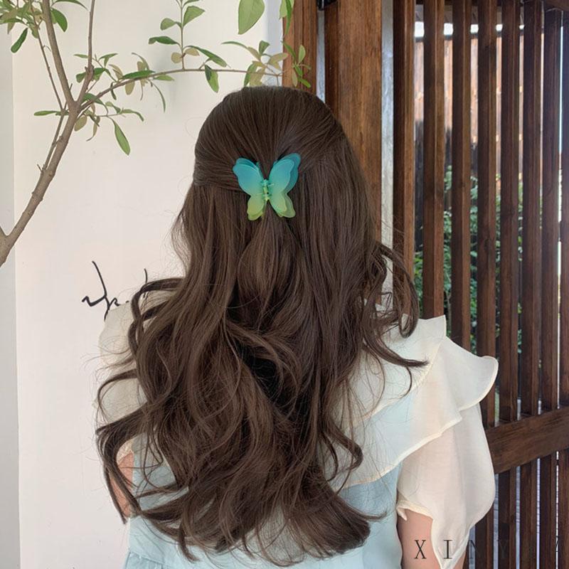 Jepit Rambut Model Butterfly Dua Lapis Warna Gradasi Untuk Wanita