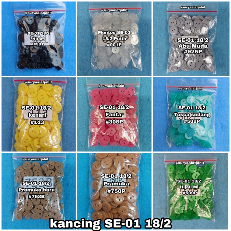 kancing kemeja SE01-18/2L/1.1cm @1gros =rp.6.800/144pcs