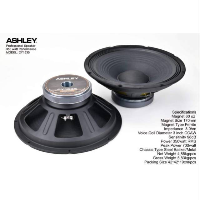 New  SPEAKER 15 INCH ASHLEY CY1535 VOICE COIL 3 INCH 700 WATT Original
