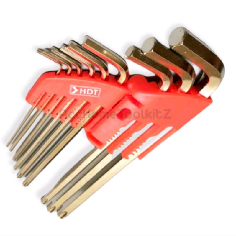 Kunci L Set 9 PCS HDT Bintang Panjang Segi 6 Combination Long Hex-Torx L Key