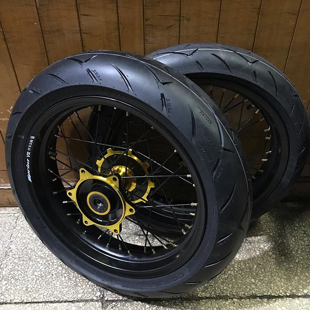 Wheelset Supermoto CRF 150 L - Ban Corsa R93 120 Dan 150 - Ring 300 350