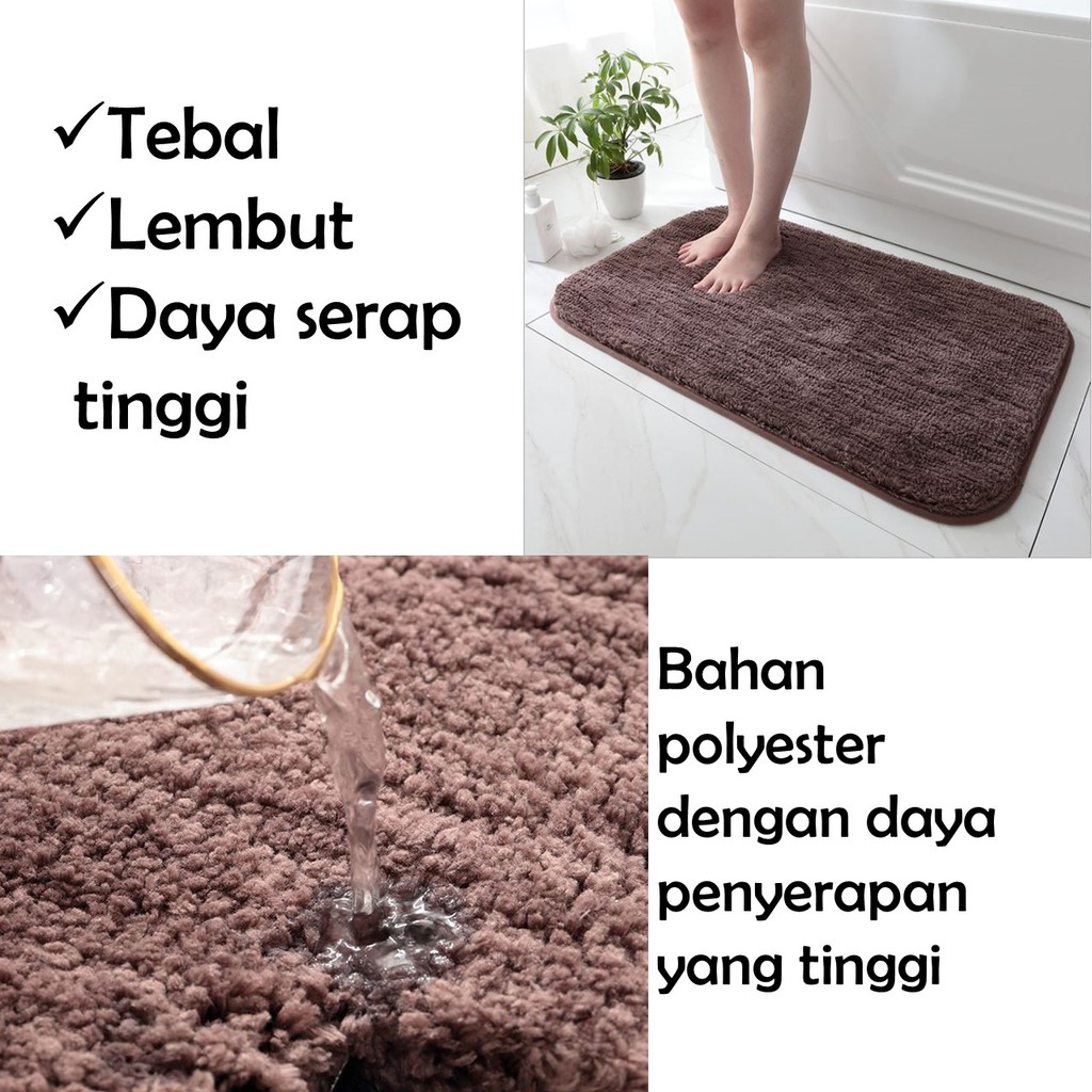 Keset Anti Slip Keset Kamar Mandi Tebal Lembut Penyerapan Tinggi Bisa Mesin Cuci