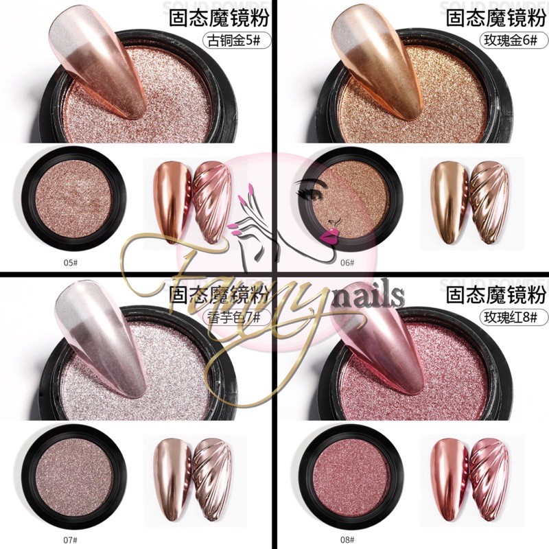 NAIL CHROME POWDER COMPACT JAPAN NAILS STYLE / bubuk chrome gold powder kuku chrome hologram nail