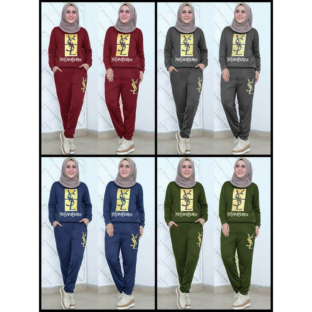 PAKAIAN WANITA SETELAN TRAINING STYLE CASUAL WARNA HIJAU BAHAN BABY TERRY GOOD QUALITY IMPORT MURAH