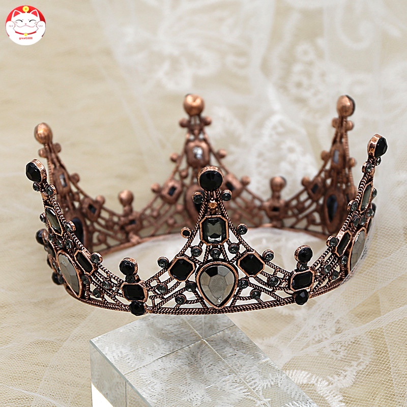 Mahkota Ratu Aksen Berlian Imitasi Warna Hitam Untuk Aksesoris Rambut Pengantin Wanita