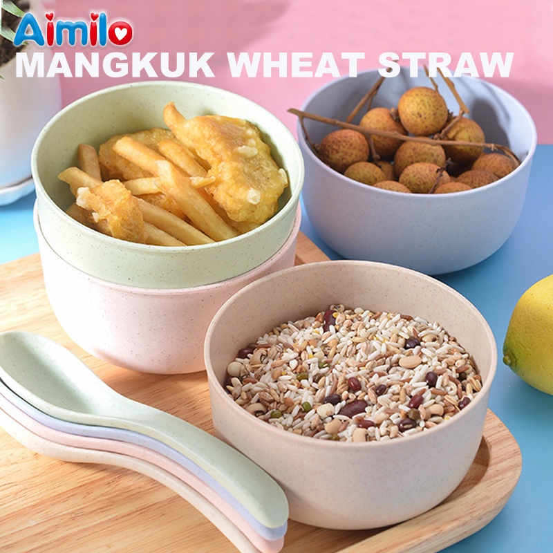 Mangkok Wheat Straw Bowl | Mangkuk Plastik Microwave Warna Warni | Gandum Kokoh BPA Free | Wheat Straw Bowl | Colorful Microwave Plastic Bowls