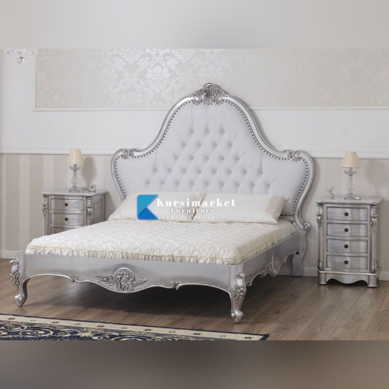 Tempat tidur jati jok bludru dipan ukir 180x200 Ranjang tempat tidur murah Dipan jok mewah terlaris