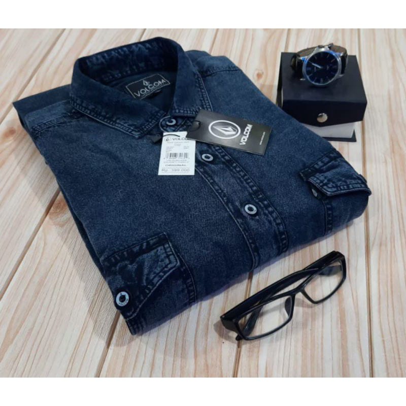 Kemeja Pria / Kemeja Levis Jeans Lengan Pendek Jumbo, Kemeja Atasan Pria M L XL XXL 3XL 4XL