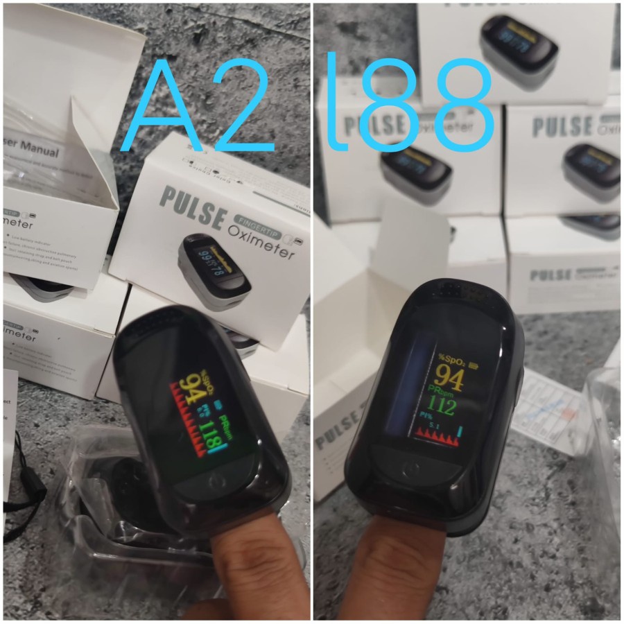 Pulse Oxymeter Fingertip A2 L88 Pengukur Kadar Oksigen Detak jantung Oximeter Led