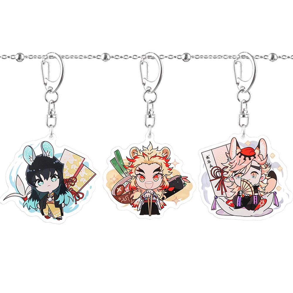 [Elegan] Gantungan Kunci Demon Slayer Tanjirou Hadiah Miniatur Kimetsu No Yaiba Inosuke Kyoujurou Giyuu Key Ring