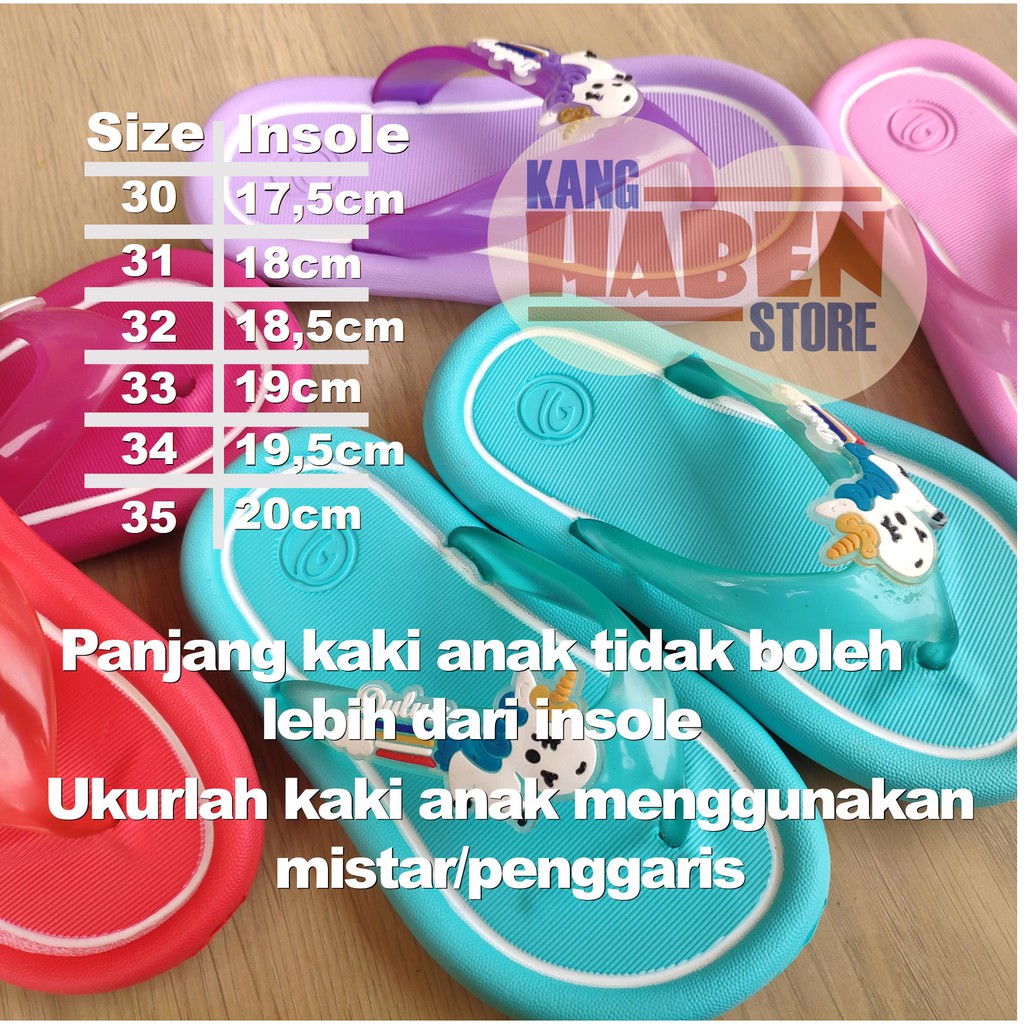 Sandal Anak Tanggung Cewek Bahan Karet Nyaman dengan Karakter Unicorn Dulux 311C