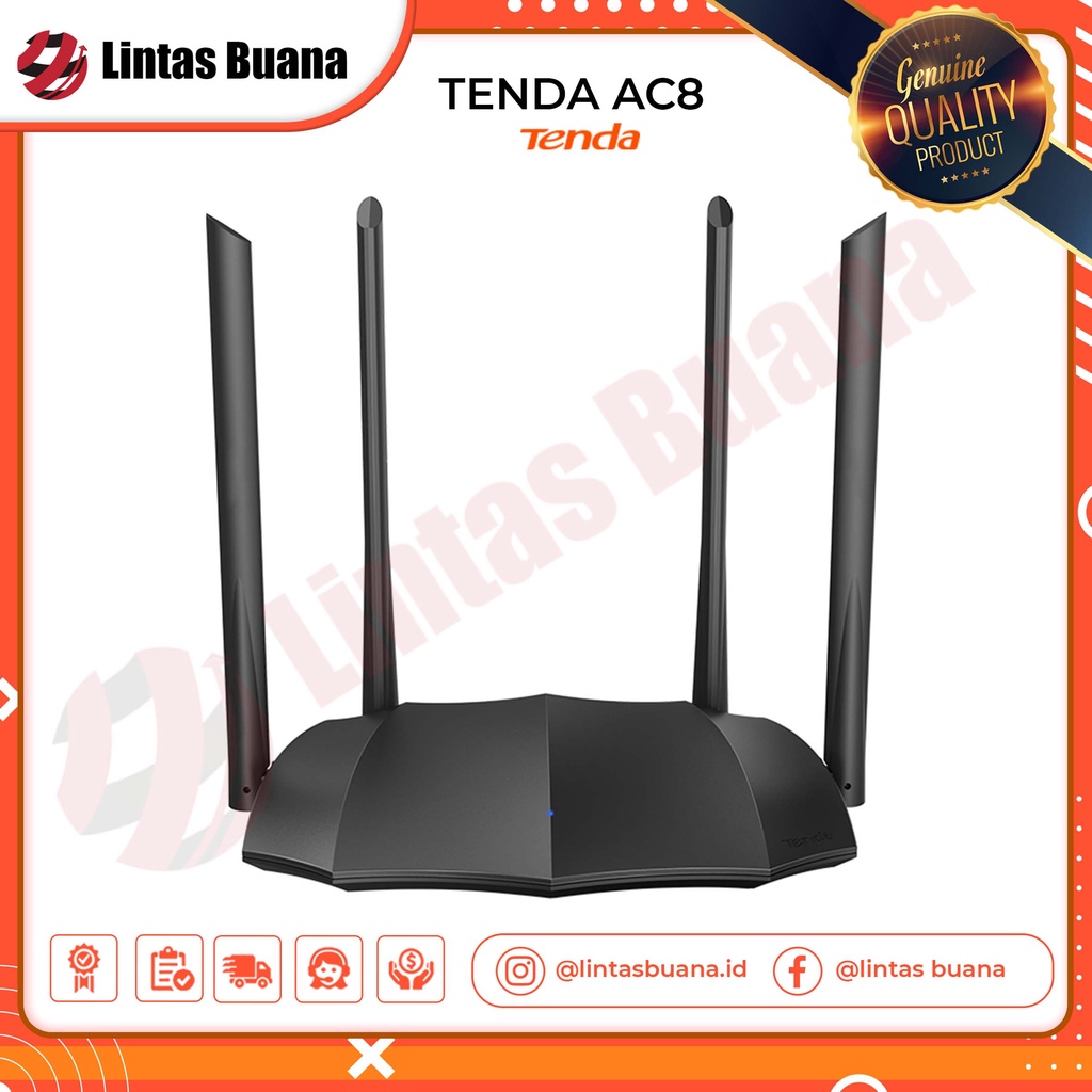 Tenda Ac8 Ac1200 Router Gigabit Internet Wireless Dual Band