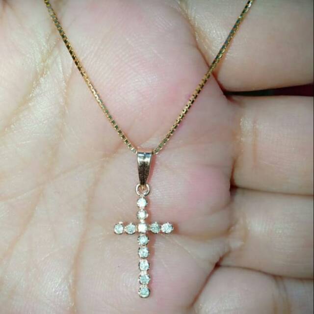 Set liontin salib berlian + Rantai