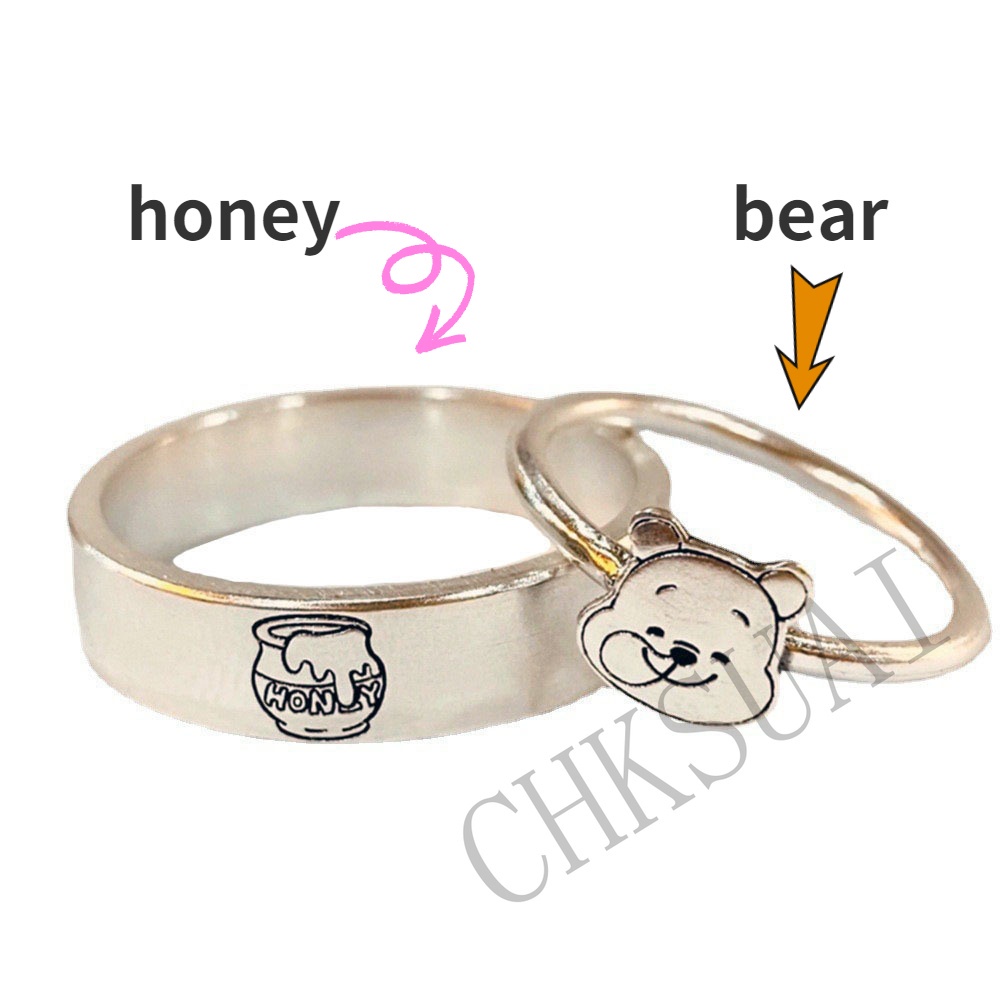 Cincin Pasangan Desain Kartun Winnie Lucu