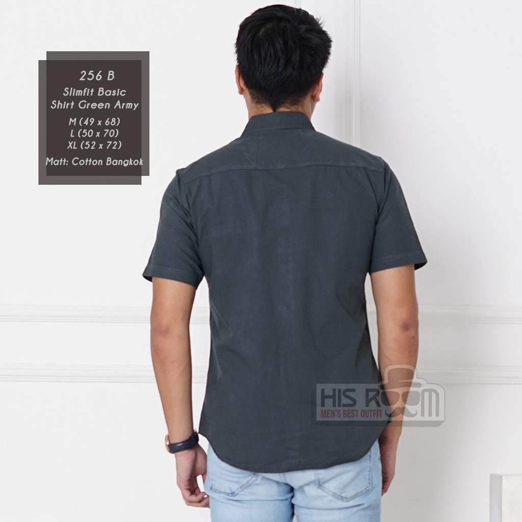 HSRM - Kemeja Polos Pria Lengan Pendek Kemeja Casual Pria Slimfit Basic Shirt Kemeja Cowok 256