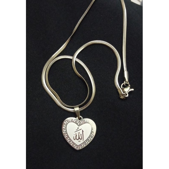 TS-1780.Kalung lafadz ALLAH LOVE titanium Anti karat UK45CM.
