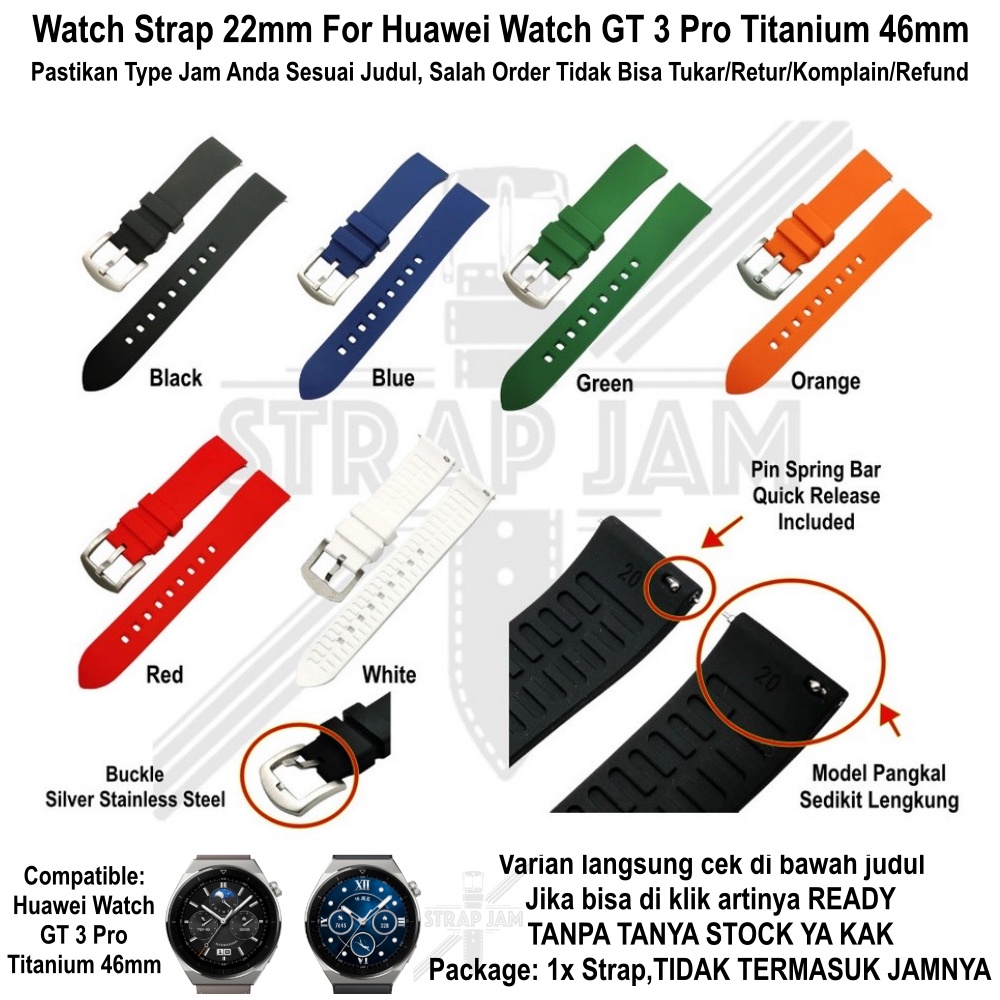 LKG Strap Huawei Watch GT3 GT 3 Pro 46mm - Tali Jam 22mm Rubber Lengkung