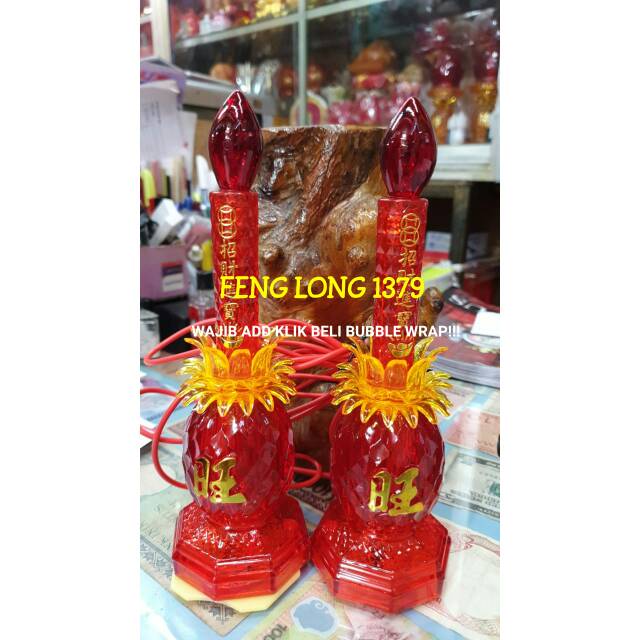 Lampu Altar Puja Sembahyang Nanas LED Kaki Merah | Lampu Sembahyang