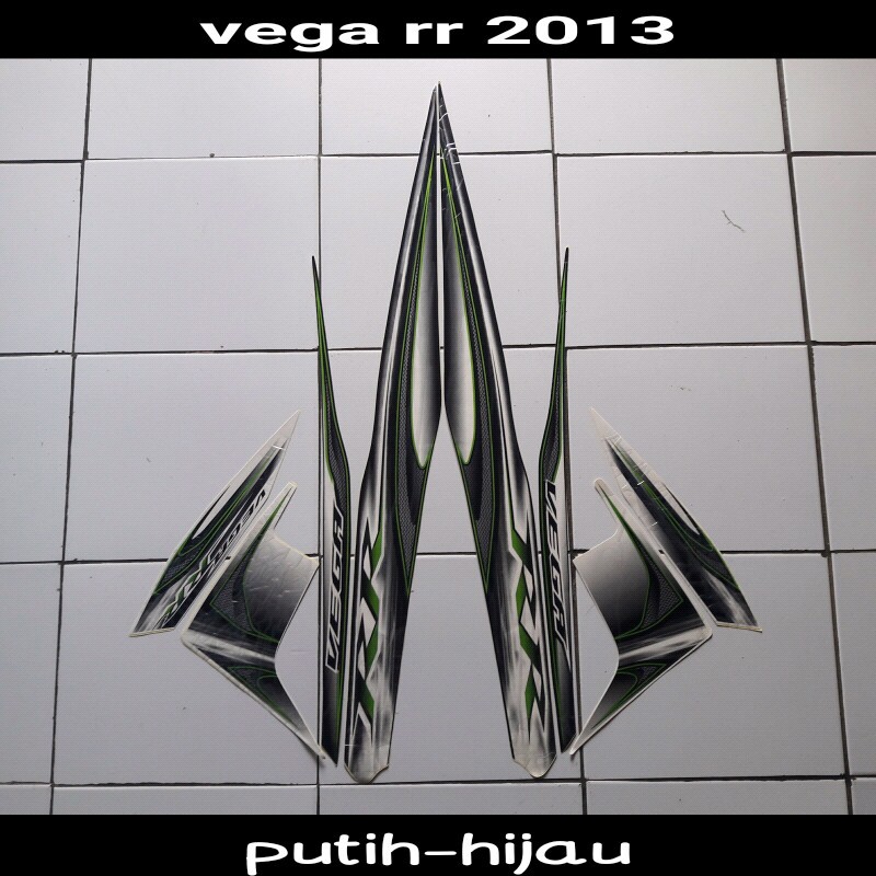 stiker striping motor vega RR 2013 putih-hitam-hijau
