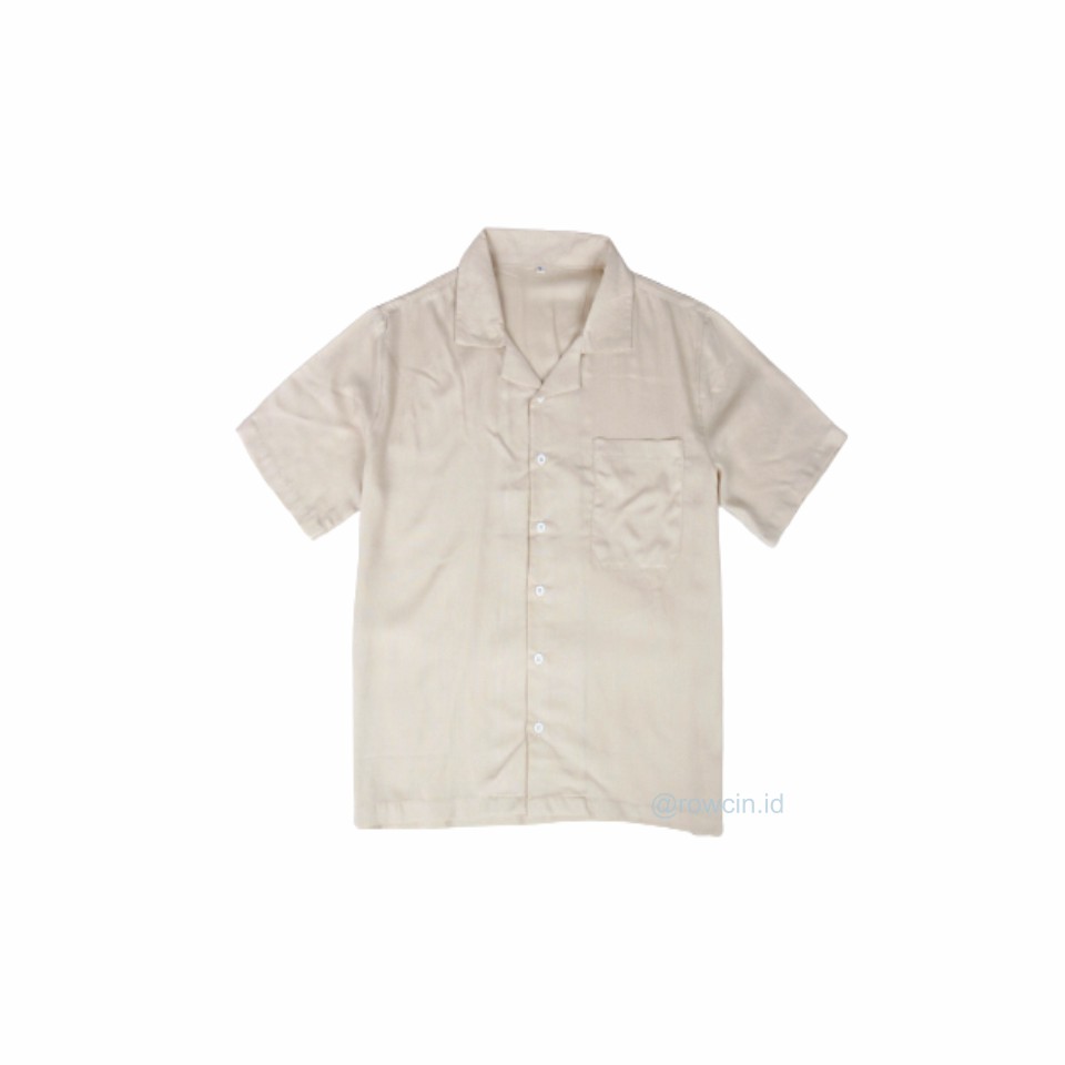 KEMEJA HAWAI POLOS UNISEX KATUN RAYON KEMEJA LENGAN PENDEK-Hawai Almond
