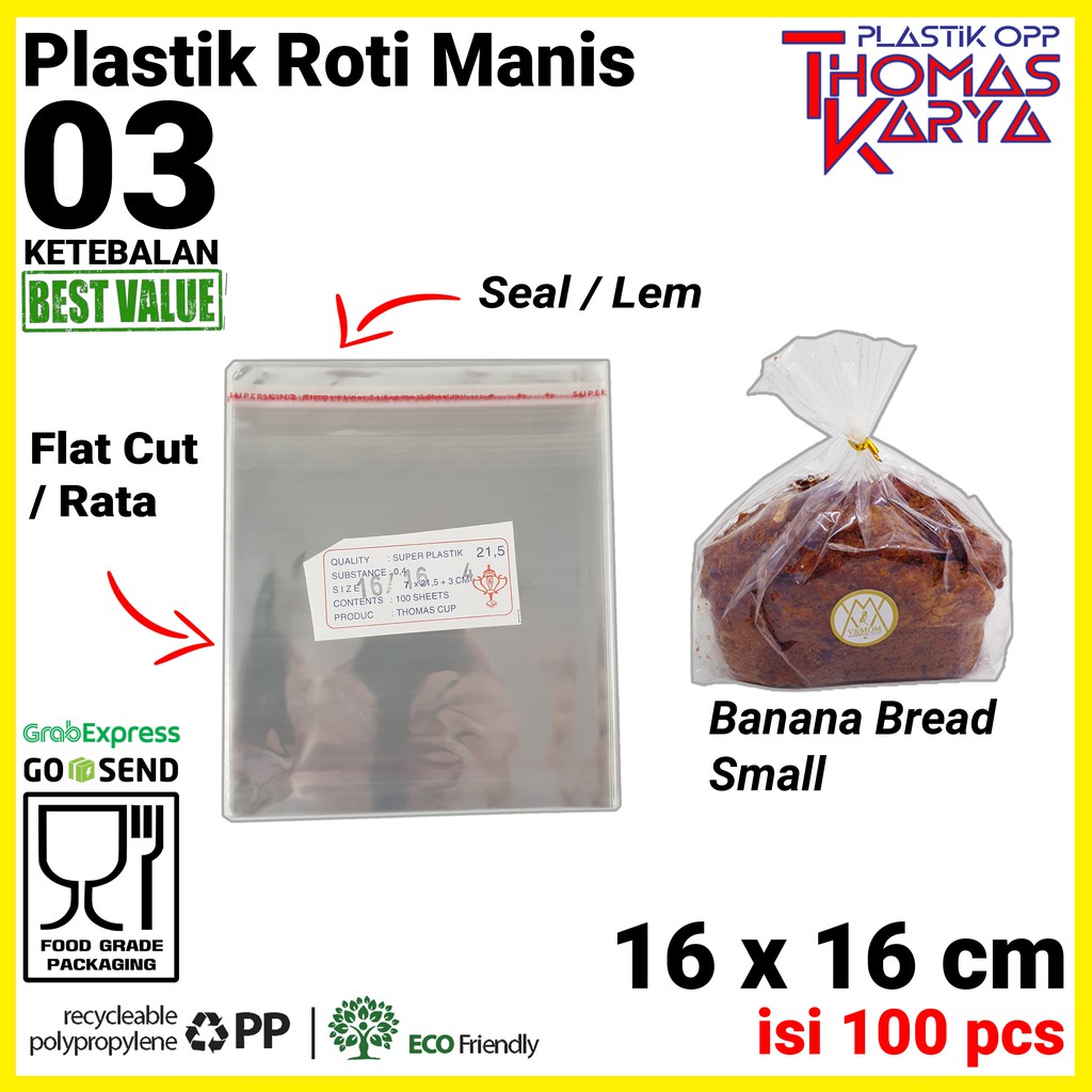Diskon 16x16 Cm Plastik Opp Tipis (lem) | Plastik Roti Manis | Plastik Roti Bluder | Plastik Banana Bread elpoEYCLKqO3k