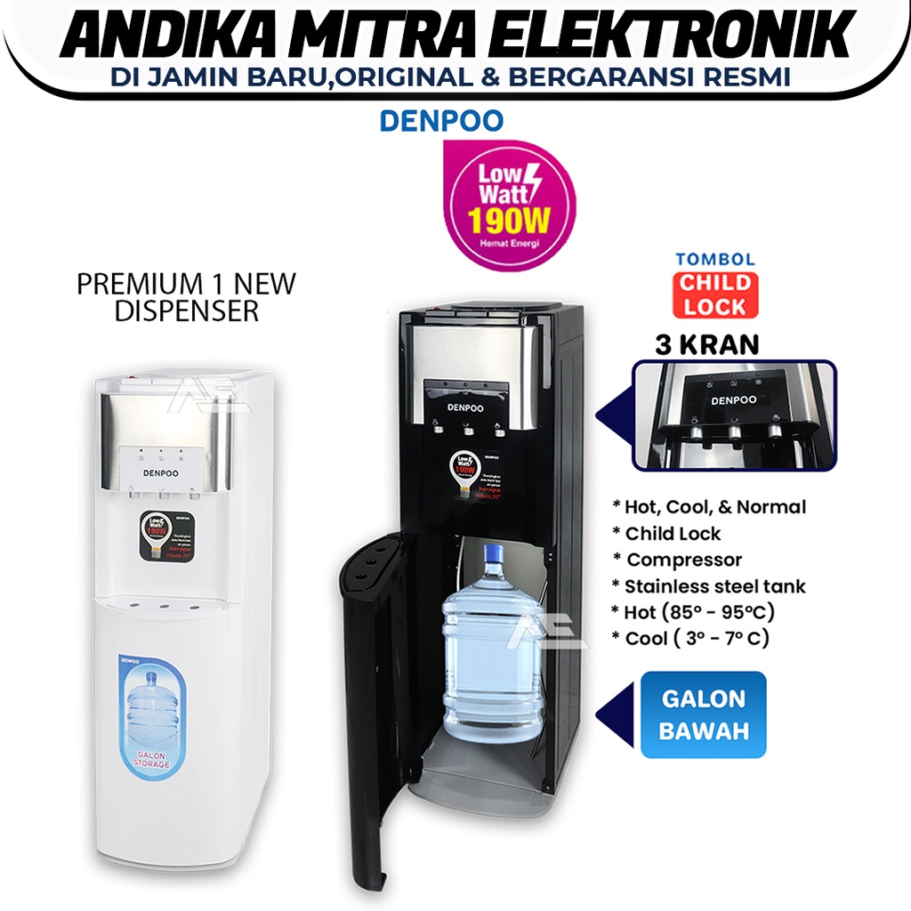 Jual Denpoo Water Dispenser Premium41s Low watt galon bawah pipa stainless Shopee Indonesia
