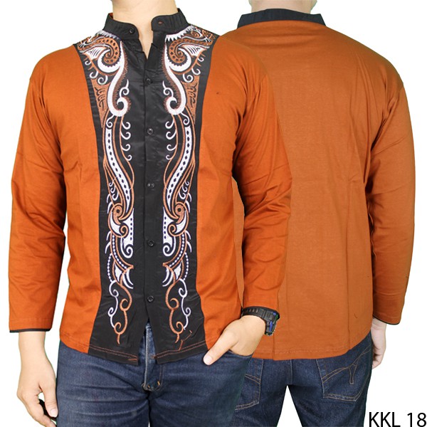 Kemeja Koko Pria Panjang Katun Coklat Muda – KKL 18