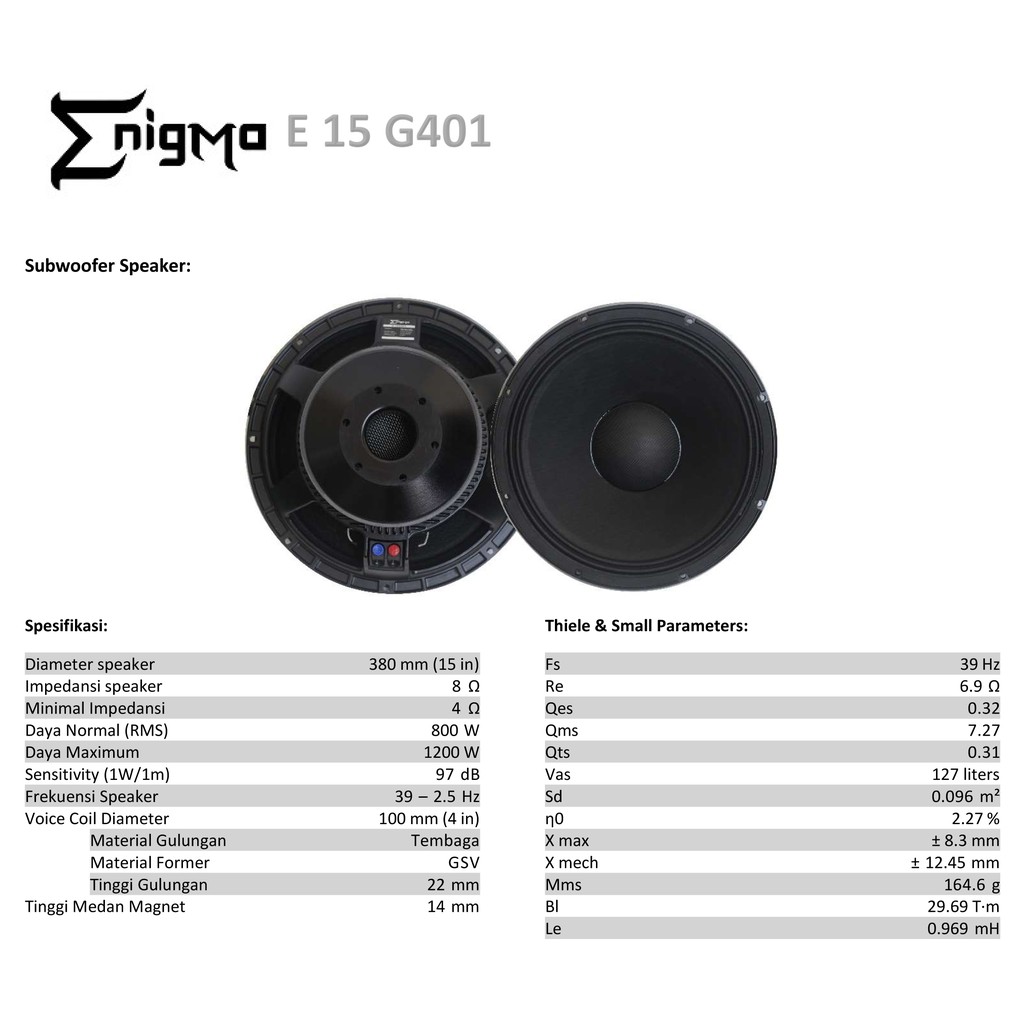 ENIGMA - 15 G401 - Speaker Component 15 inch