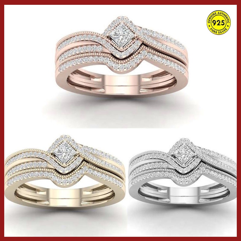 Set Cincin S925 Micro-Inlaid Untuk Wanita