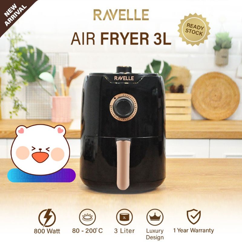 Ravelle Manual Air Fryer 3L - Black