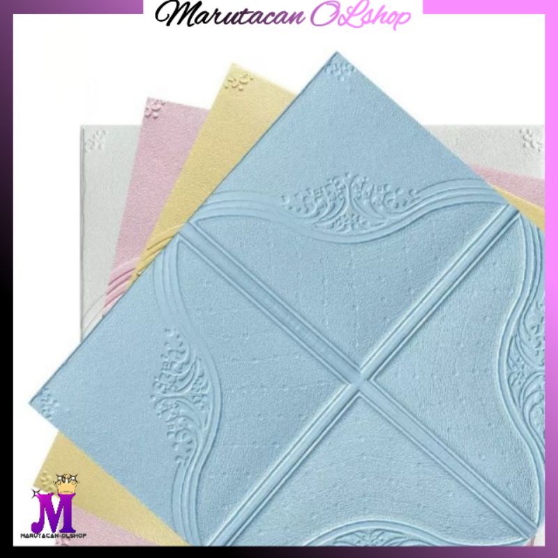 Wallpaper Dinding / Wallpaper Foam / wallfoam 3D Motif Daun Gold