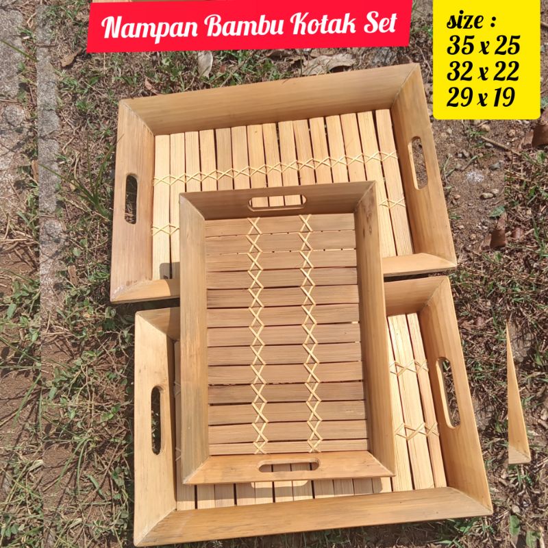 Nampan Bambu Unik / Nampan Bambu Kotak / Baki Bambu / Hantaran