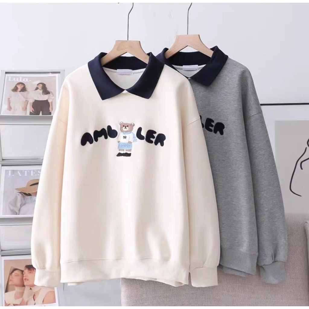 AMBLER BEAR SWEATER COLLAR GIRL | SWEATSHIRT KERAH FASHION WANITA (V1)