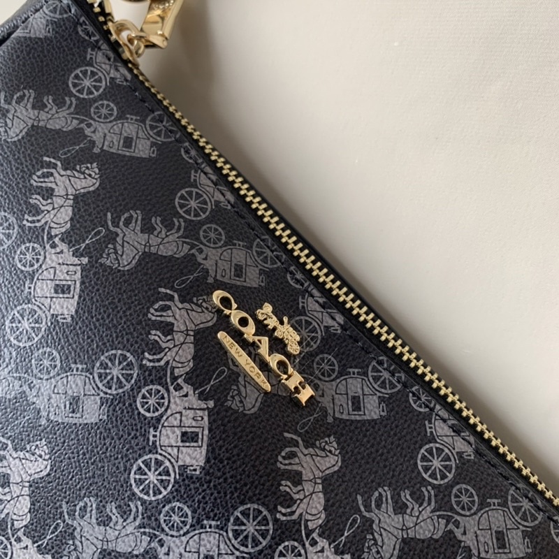 COACH TOP HANDLE POUCH IN HORSE &amp; CARRIAGE PRINT  (36674)