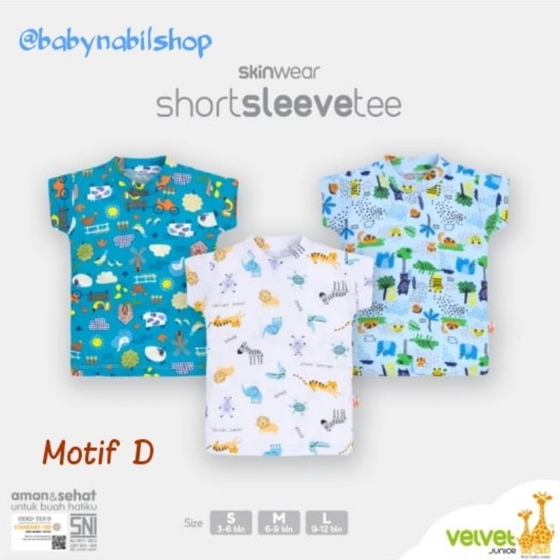 [Size SML/LB/2/3] Isi 3pcs - Kaos Oblong Velvet Junior Lengan Pintar - Oblong Bloon - Full Print-Motif D
