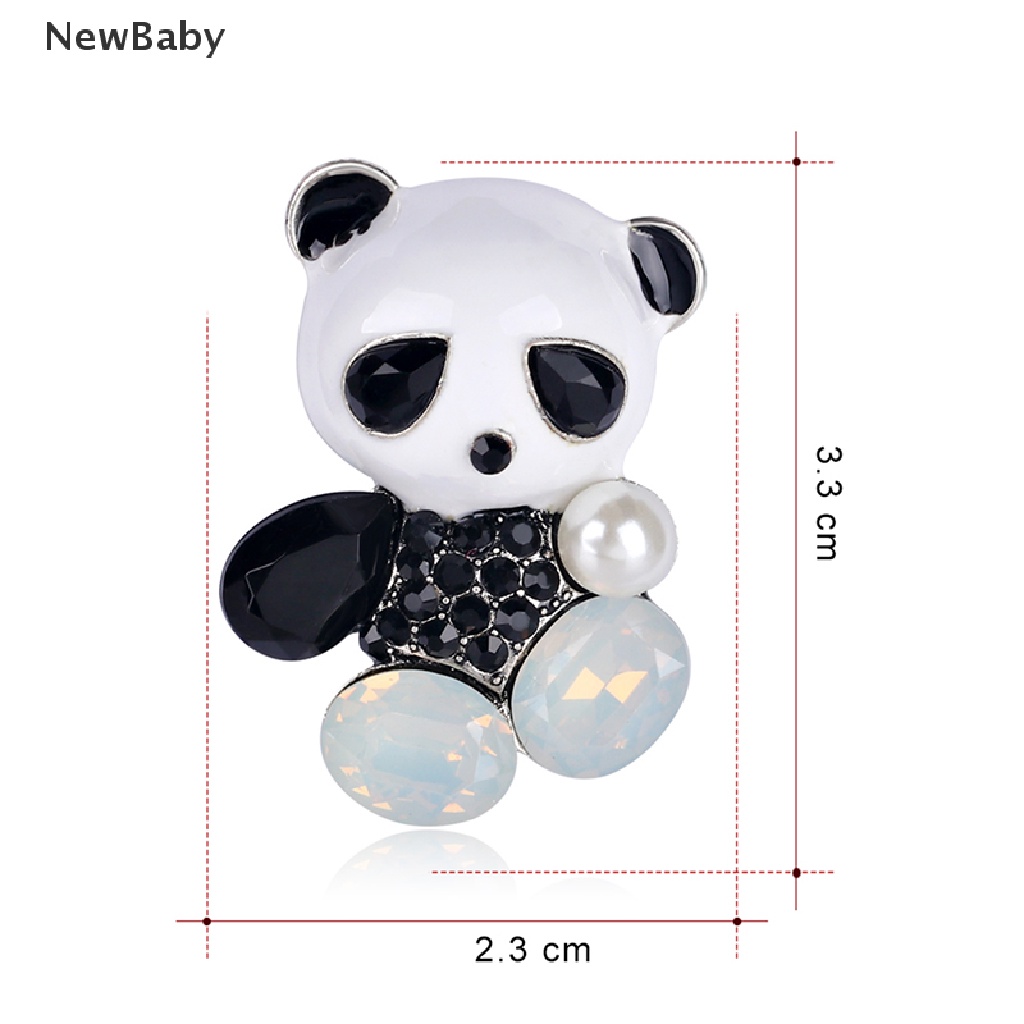 Newbaby Bros Pin Enamel Desain Panda Hias Kristal Untuk Aksesoris Pengantin Wanita