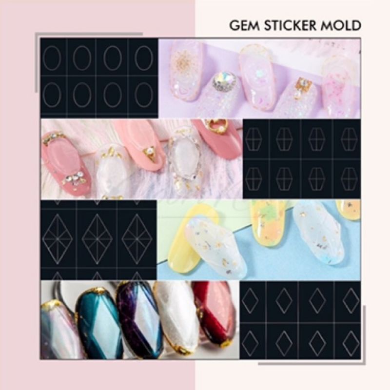 Gem sticker printing mold nail art gel gem effect transparant model nails