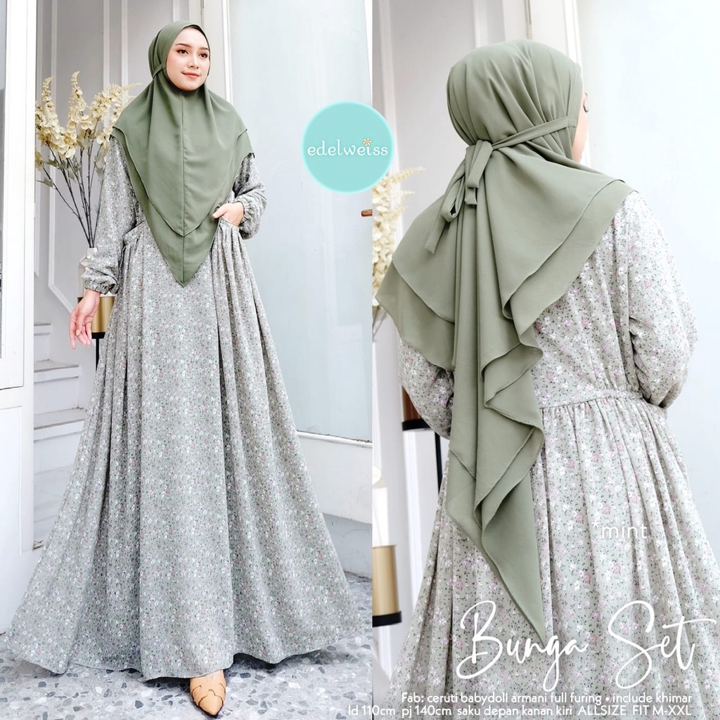 BUNGA SET DRESS BY EDELWEISS BAHAN CERUTI BABYDOLL