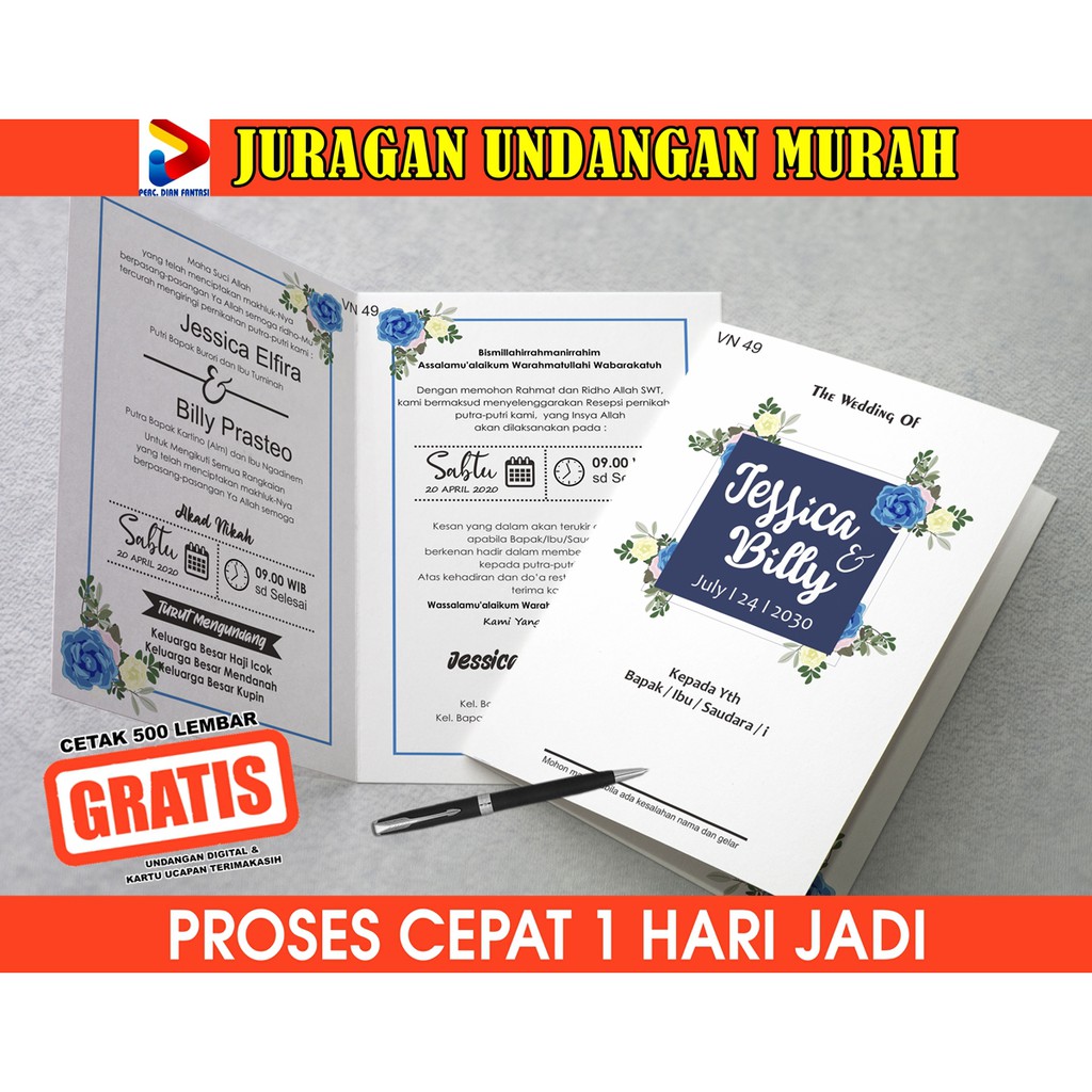 Surat Undangan Pernikahan Murah, Undangan Nikah Cantik, Elegan, Simpel, Vintage