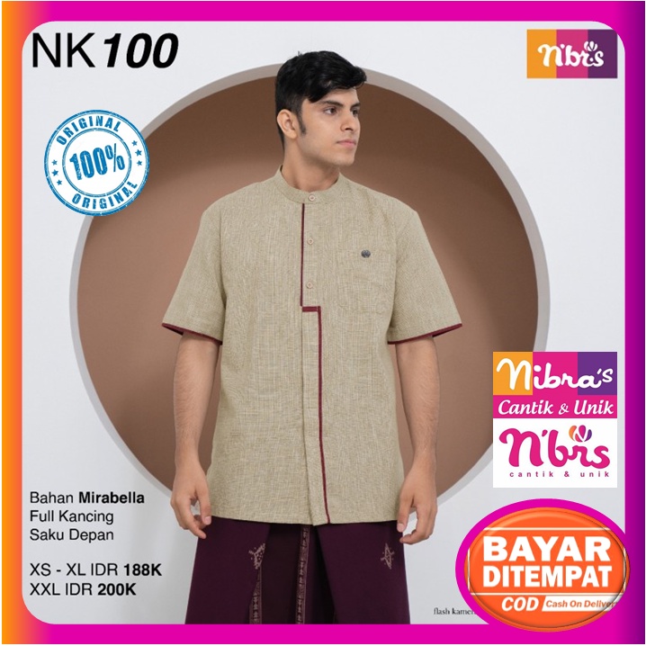 Koko Nibras Dewasa Lengan Pendek Terbaru 2022 NK 100 Brown Navy Baju Kemeja Nibras Pria Cowok Laki L