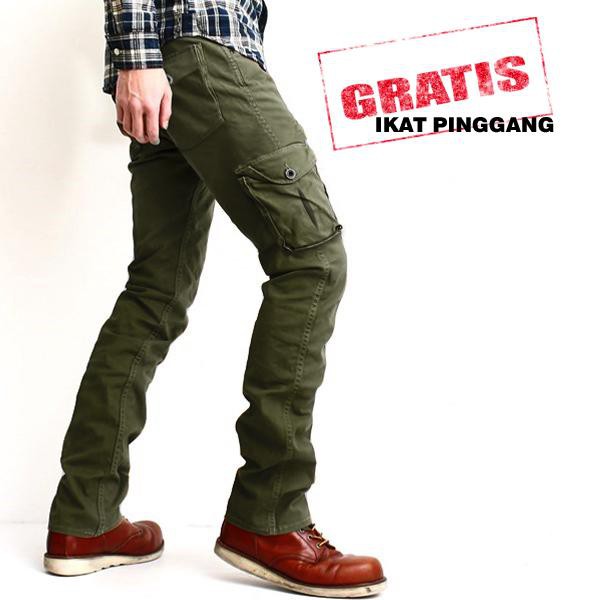 Fashion Pria Celana Kargo Pdl Panjang + Sabuk / Celana Gunung Pria + Sabuk / Celana Outdoor + Sabuk
