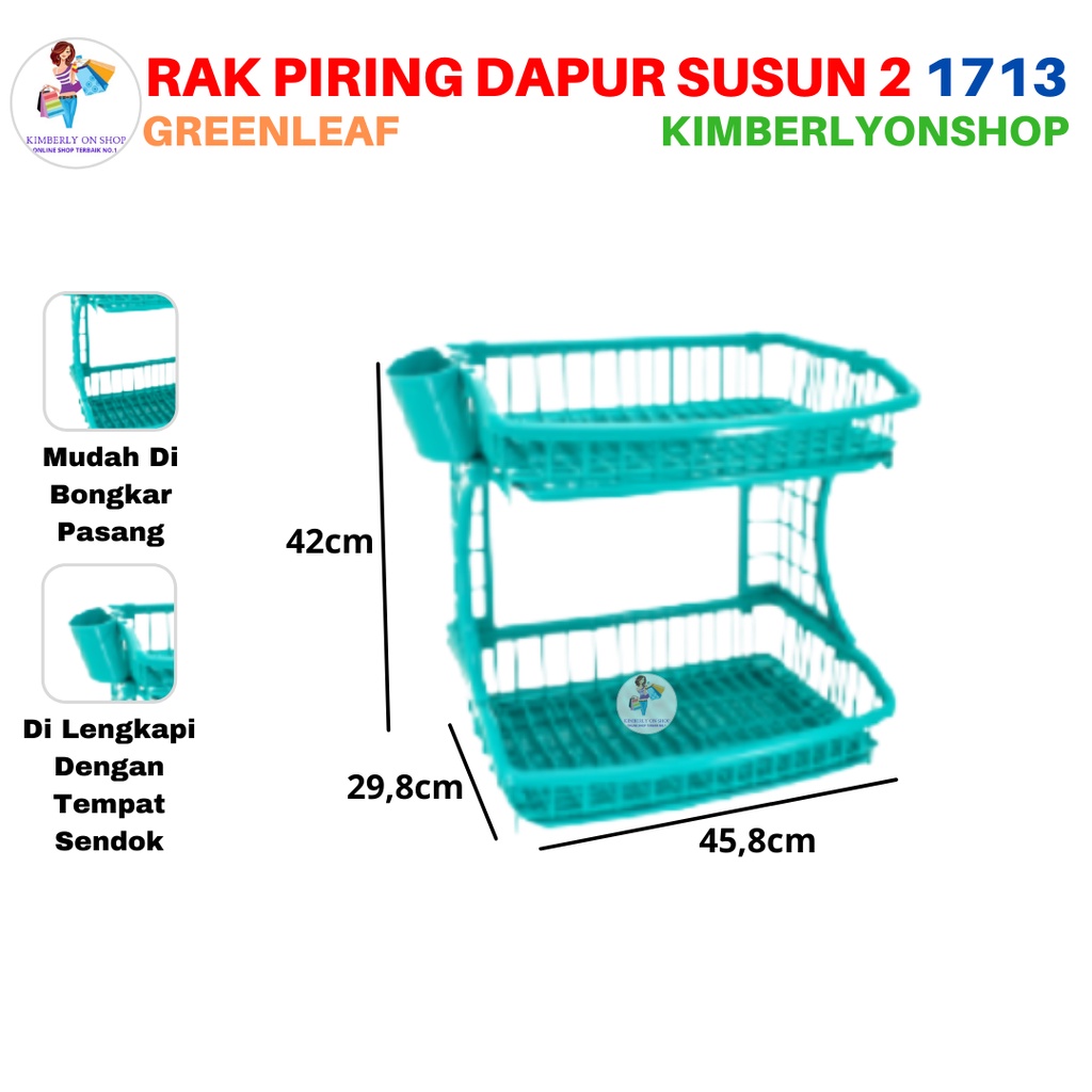 Rak Piring Plastik Ruby Susun 2 1713 Green Leaf