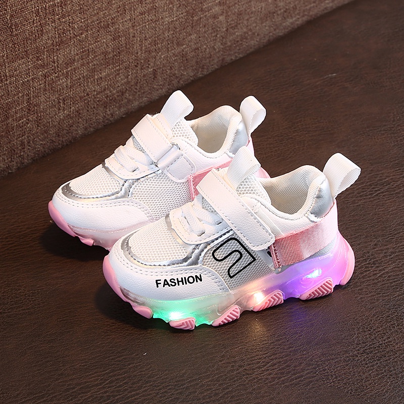 Sepatu Sneakers LED Anak Laki-laki &amp; Perempuan Motif 015 Import Bahan Empuk