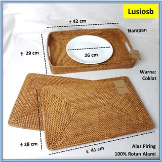 Jual Alas Piring Rotan Tatakan Piring Rattan Placemat Nampan