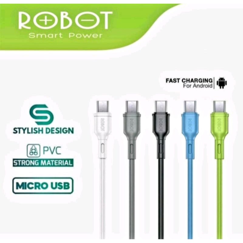 Kabel data ROBOT FAST CHARGING MICRO RBM100 eceran isi 20 pcs