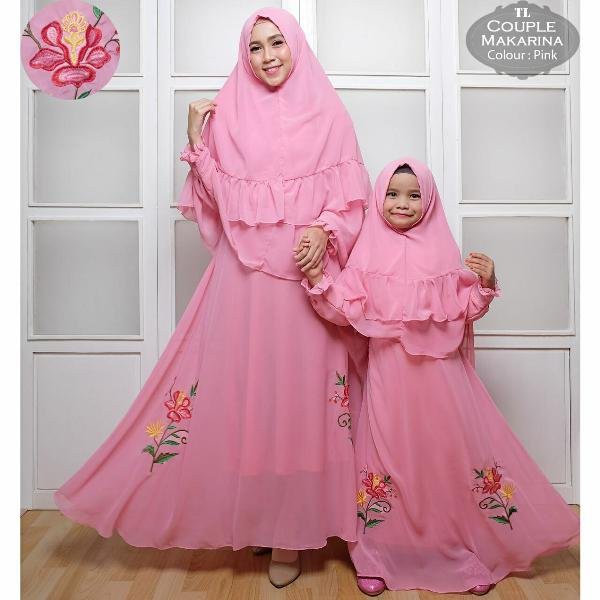 top Tk Cp Mom Kids Makarina couple ibu anak perempuan gaun pesta hijab baju muslim gamis syari hitam