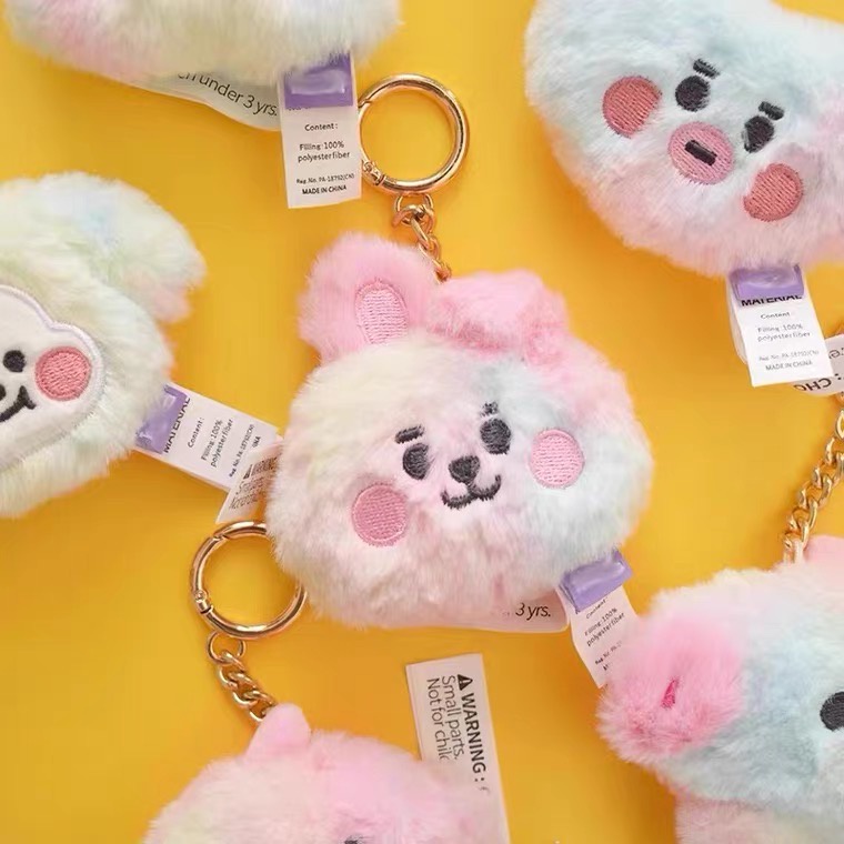 [BS] BISA COD Gantungan Kunci Pelangi Plush Boneka BTS BT21 Rainbow Key Chain - KP971